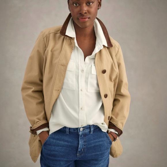 L.L. Bean Women's Adirondack Flannel-Lined Barn Coat in Dark Khaki, Size XS - Picture 10 of 15